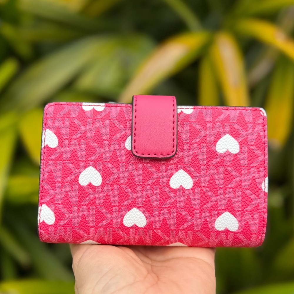 Michael Kors Jet Set Travel MD Coin Zipper Bifold Wallet MK Pink 🤍 - Picture 3 of 12